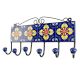 Navy Blue With Yellow Leaf Ceramic Floral Tiles Hook 